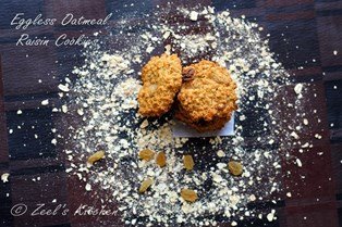 Eggless Oatmeal Raisin Cookies with whole wheat flour
