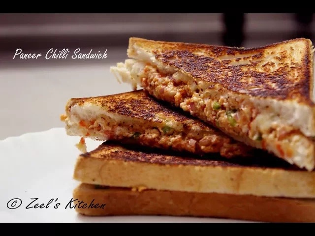 Paneer Chilli Sandwich | Veg Cottage Cheese Chilli Sandwich Recipe