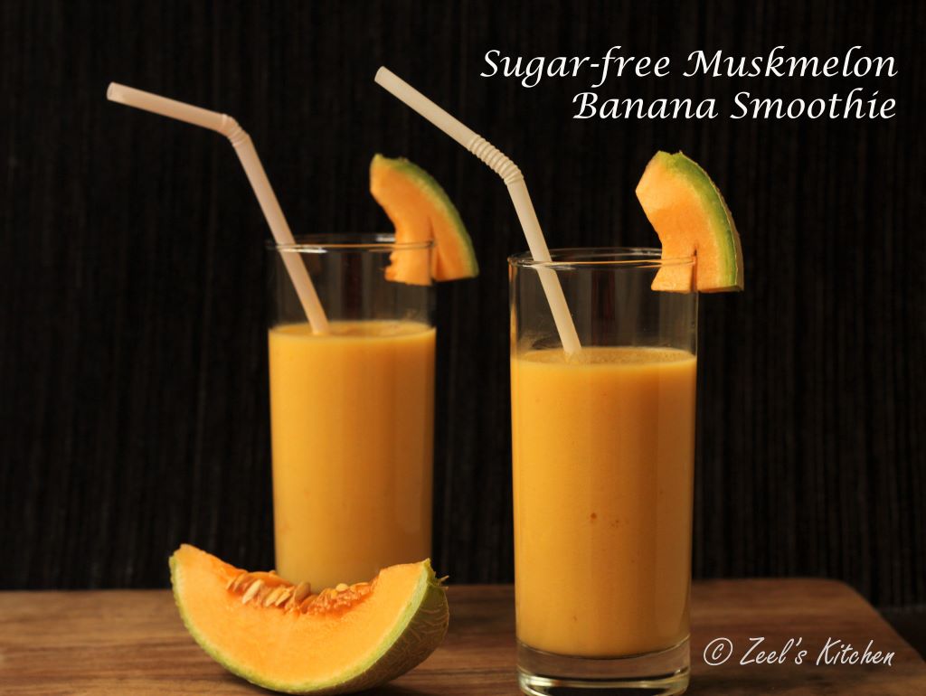 Sugar-free Muskmelon Banana Smoothie | Muskmelon Banana Smoothie Recipe | Muskmelon Banana Lassi