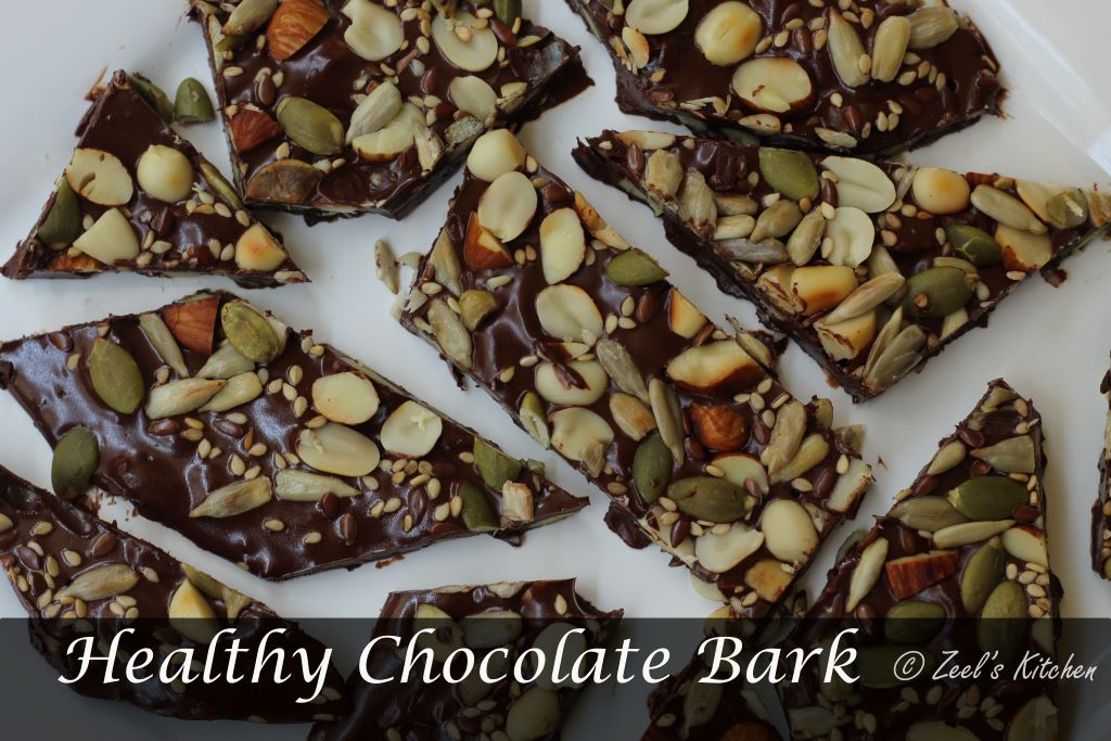 Healthy Chocolate Bark | Chocolate Bark with Roasted Nuts and Seeds